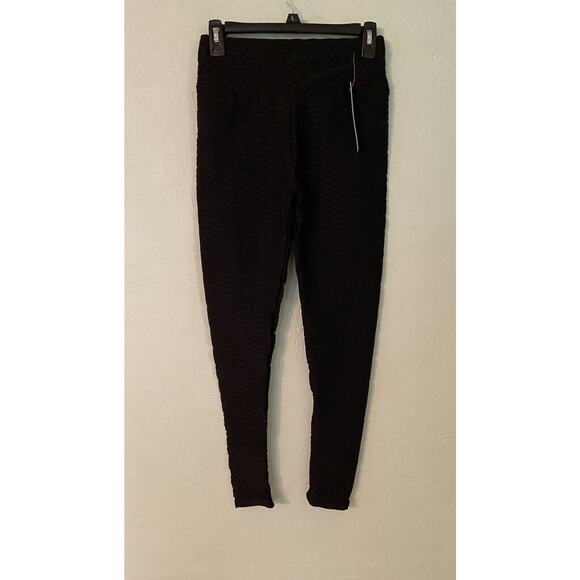 New Mix Womens pull on stretch black leggings, 27" inseam, size Small/Medium - Picture 2 of 5